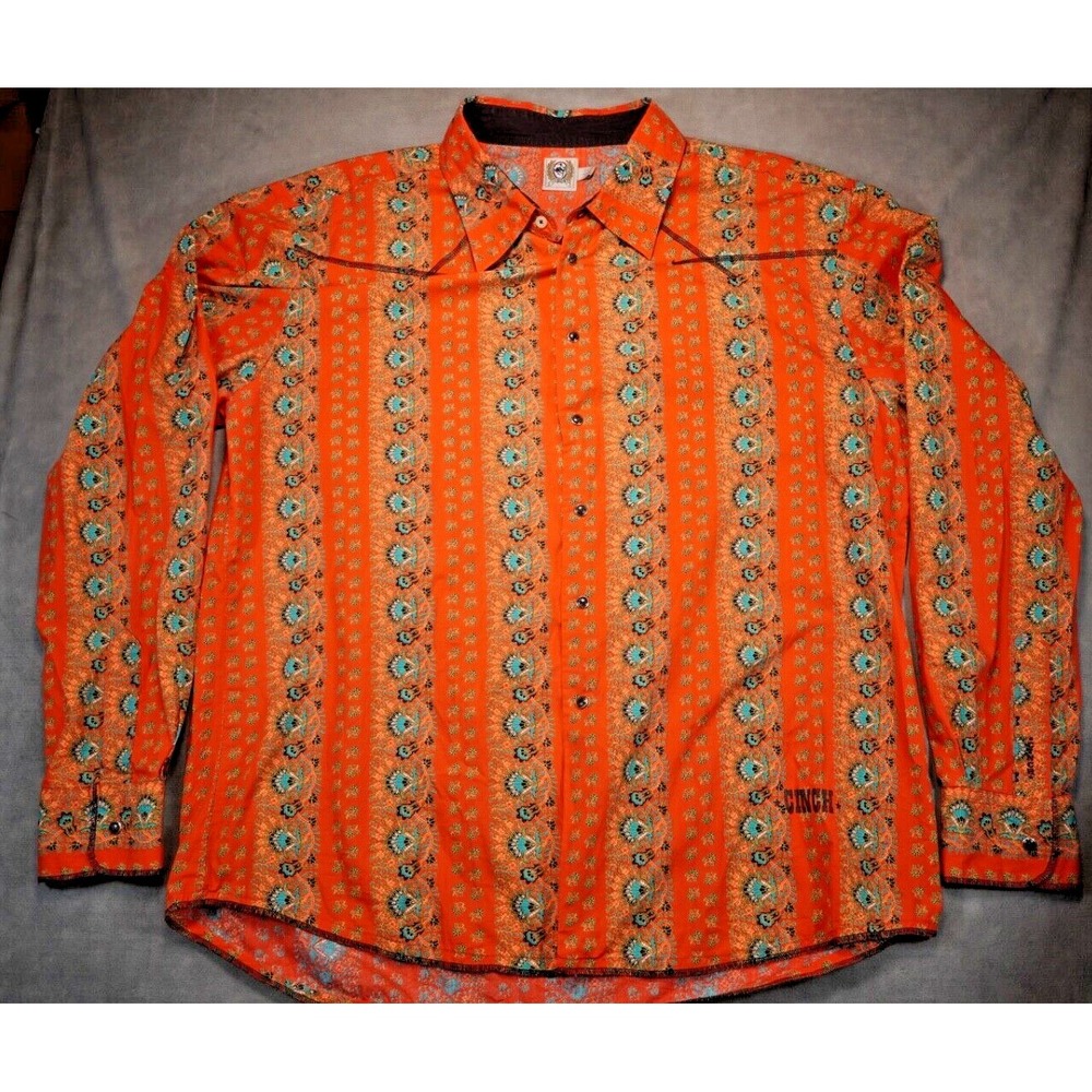Cinch Classic Cowboy Collection Red Paisley Long Sleeve Pearl Snaps‎ 2XL